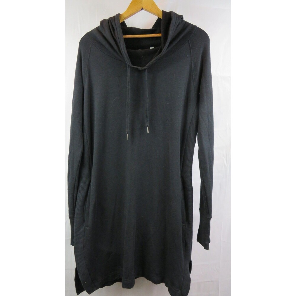 Athleta Women’s Hooded Dress with Pockets Sport Size Small Black Long Sleeve